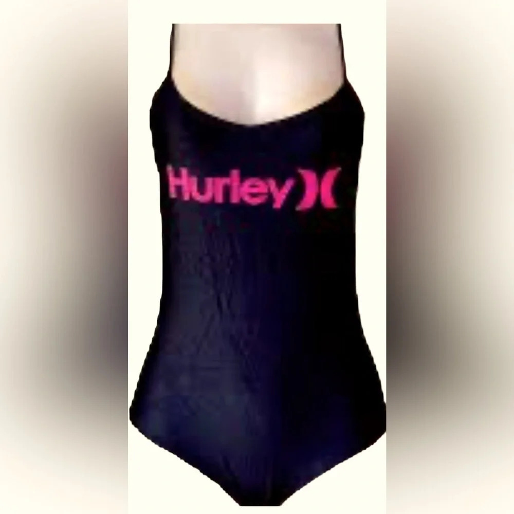 Hurley Max black pink One-Piece Swimsuit New Sz 14